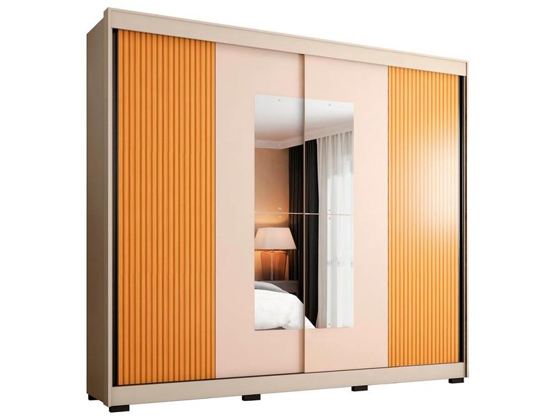 Guarda-roupa Casal com Espelho 4 Gavetas 2 Portas de Correr